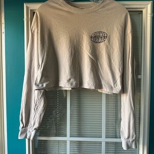 Garage Graphic Cropped Tshirt - Cream